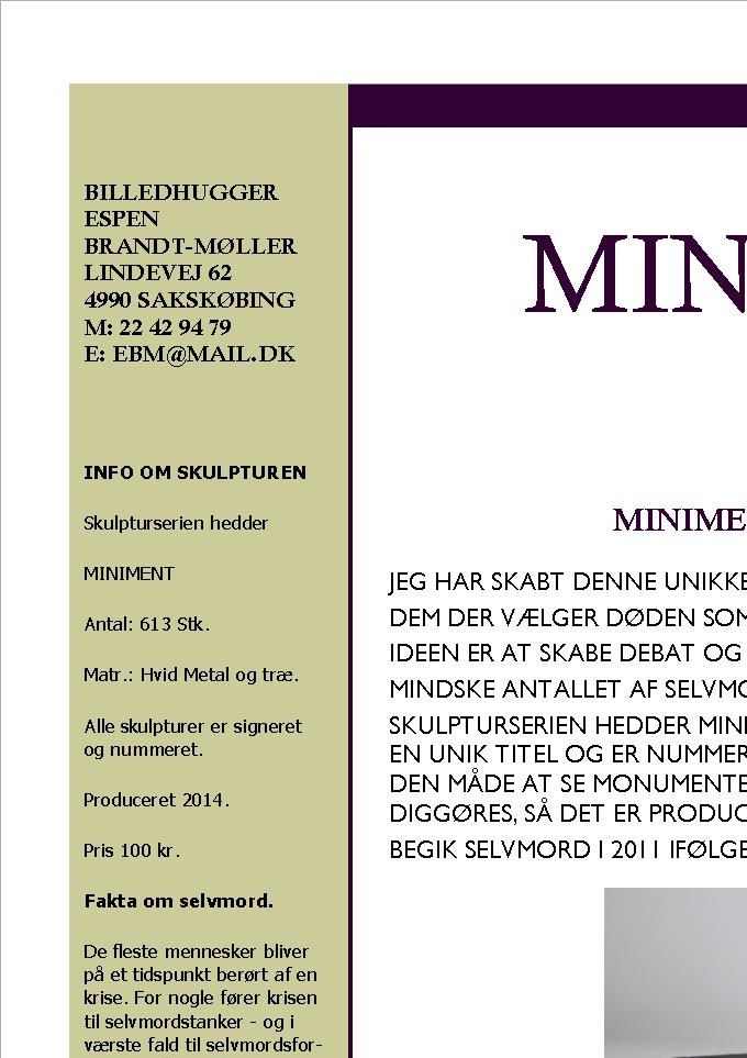 Infotekst om skulptur projektet.
